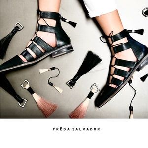 Freda Salvador Ghillie D’Orsay Leather Laced up Sandals